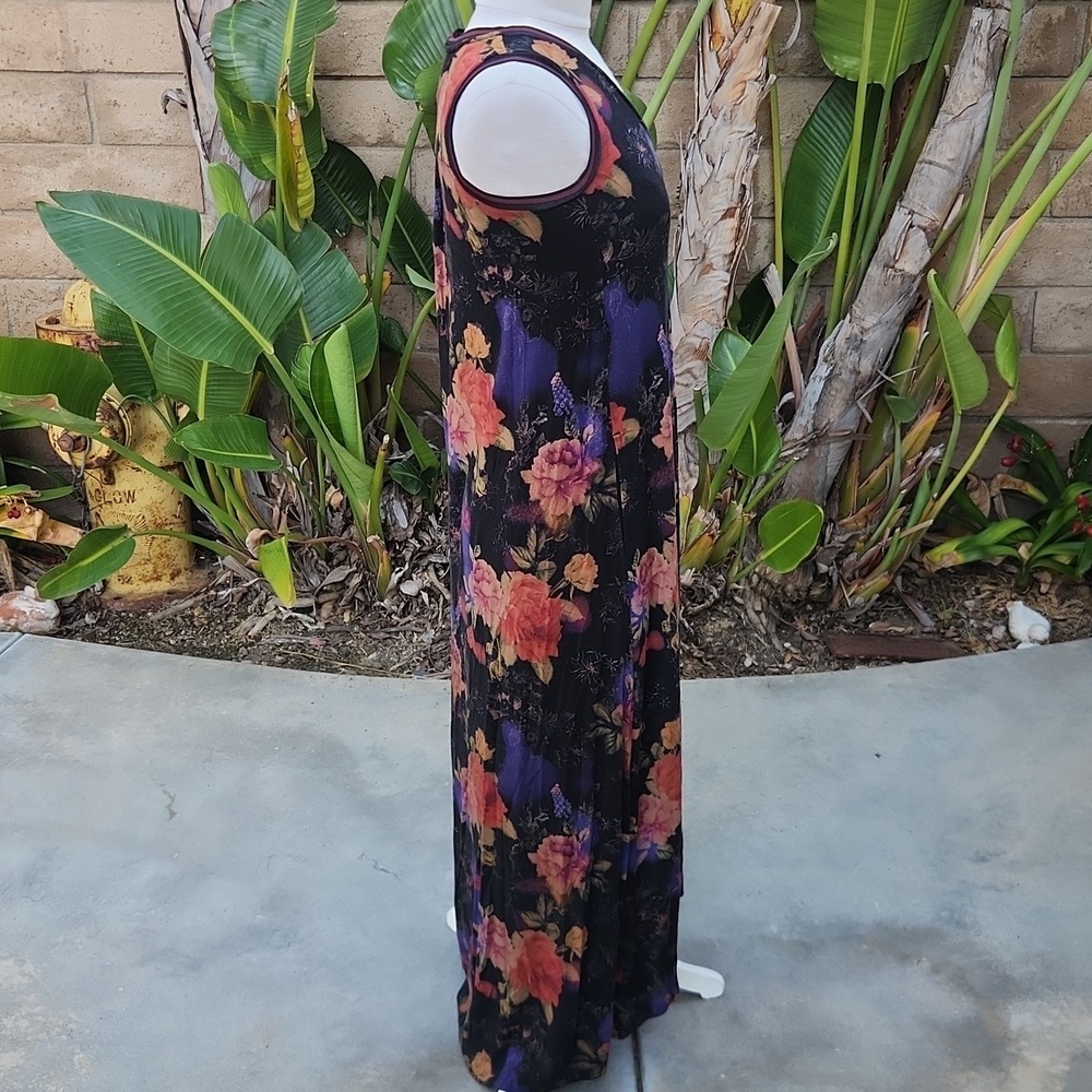 Johnny Was Bossa Nova Vneck Sleeveless Maxi Dress black Floral XXS - Picture 2 of 6